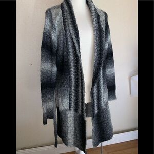 𝅺BRITTANY Black Long Tie Cardigan Medium Knit E1x